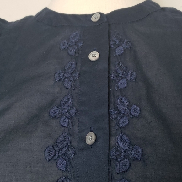 NWT J. Crew Blue Embroidered No Collar Sleeveless Ruffle Top Size 0 - Picture 3 of 10